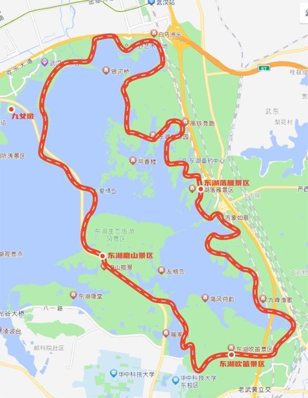 东湖绿道骑行攻略路线图