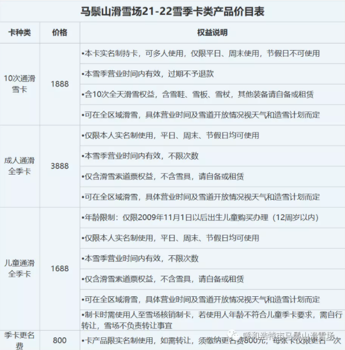 马鬃山滑雪场开业时间及票价